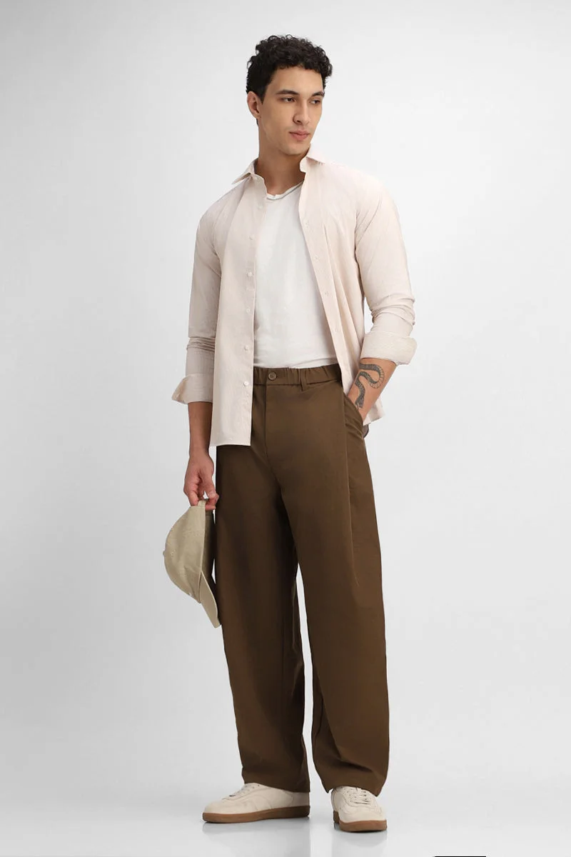 Snitch Brown Brown Baggy Trousers for Men | Best Price UAE